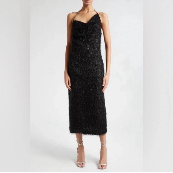 STINE GOYA PROMISE DRESS In FLUFFY BLACK SIZE M $540 NWOT - Picture 1 of 9